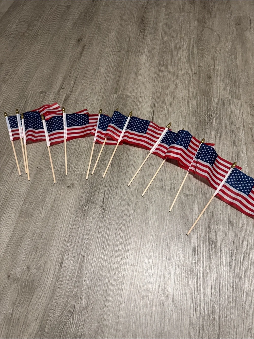12 Mini American Stick Flags - Red, White & Blue Party Pack